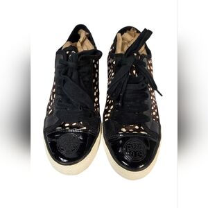 Tory Burch Marin Leopard Calf Hair Sneakers Size 8